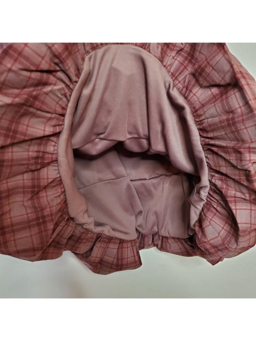 Madden NYC Size M Plaid Pink Spaghetti Strap Mini Dress With Bubble Hem & Adjust - Picture 7 of 10